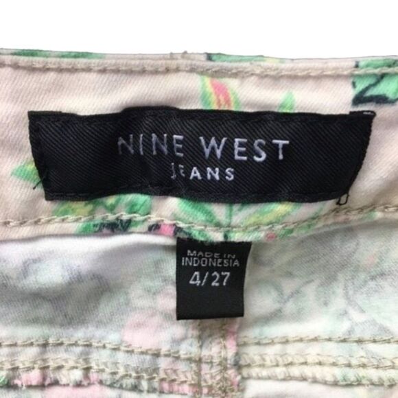 Nine West Jeans Womens Cigarette Fit Skinny Leg Multi‎ Floral Mid Pockets 4/27 - Picture 3 of 5